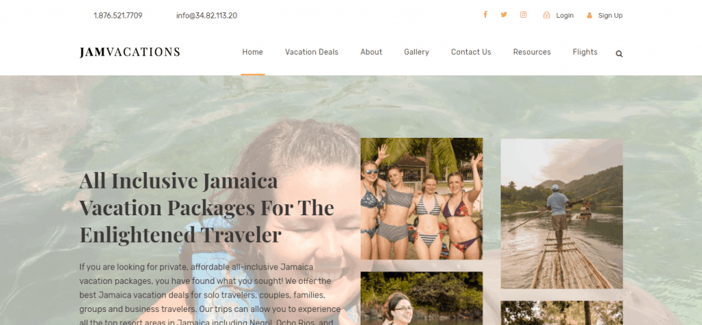 Jam Vacations Website